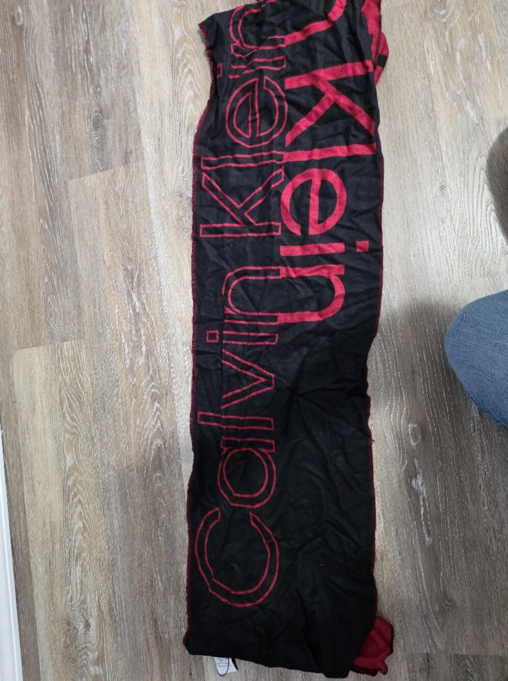 Calvin Klein Black & Red Logo Scarf
